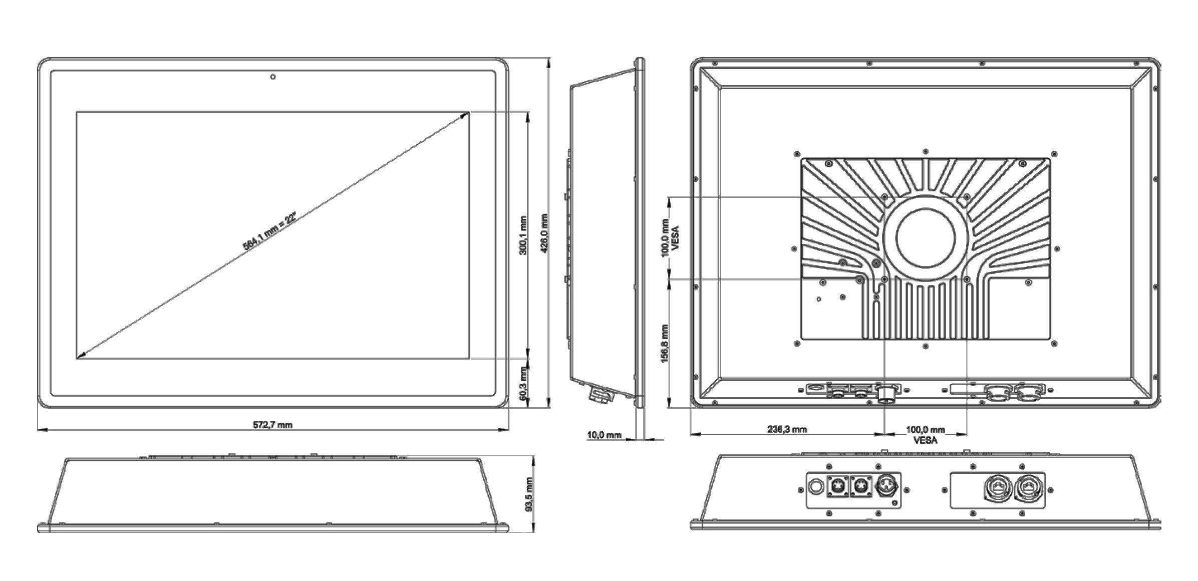 TLSM-220A: IP65 Industrie-Monitor mit Touchscreen