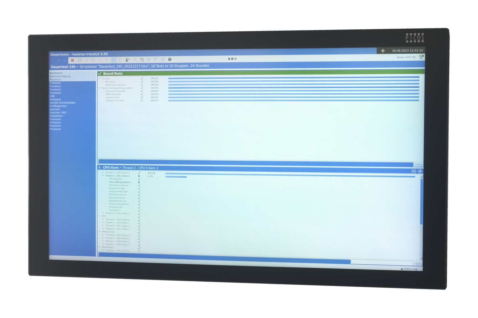 PICOS Industrie-PC während eines Dauertests mit toolstar testLX
