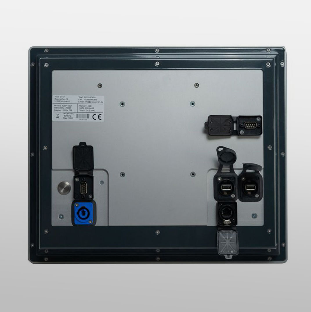 TLSP-150A IP65 Industrie-PC mit Touchscreen — Rückseite