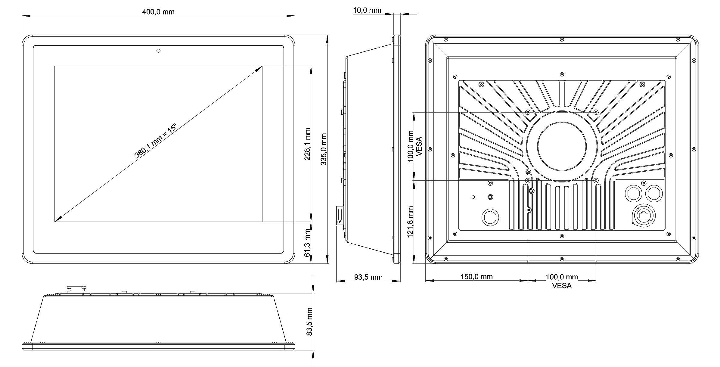 TLSP-150A IP65 Industrie-PC mit Touchscreen