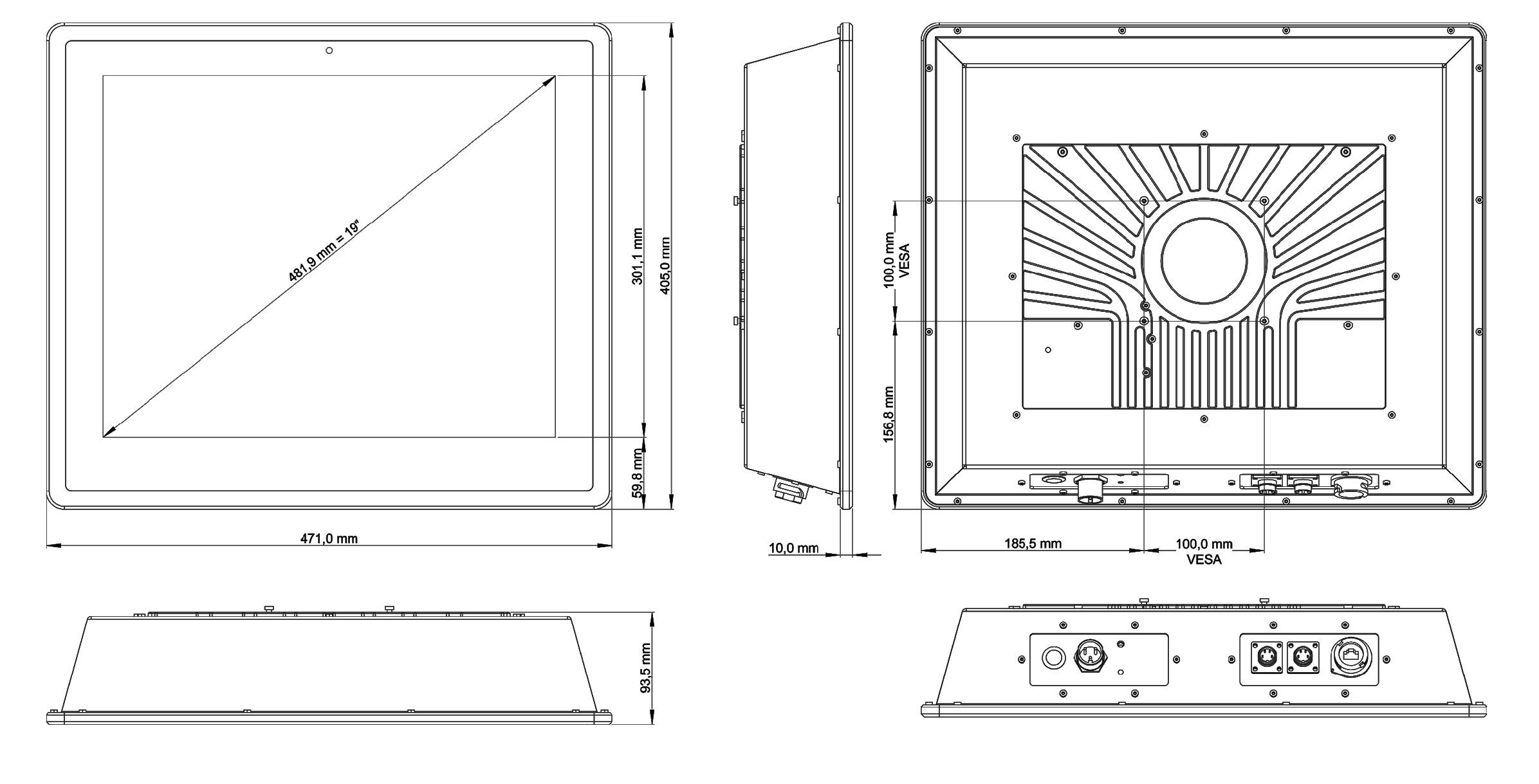 TLSP-190A IP65 Industrie-PC mit Touchscreen